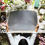 craft table with flowers