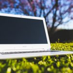 laptop on lawn