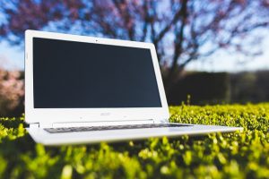 laptop on lawn