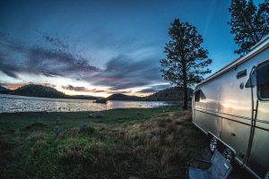 trailer at lake side