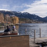 couple sitting near water