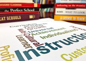 stack of books and text page
