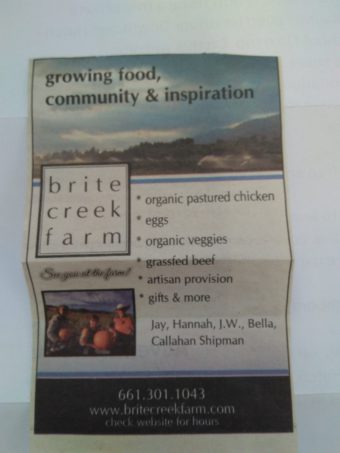 Brite Farm newspaper ad